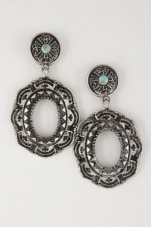 Circle Antique Intricate Shaped Drop Earrings 6FBF3